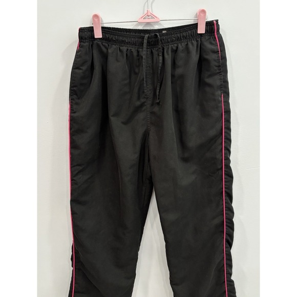 Y2K Black Track Pants Pink Piping Three Hearts Size Small Retro Streetwear - Picture 4 of 10